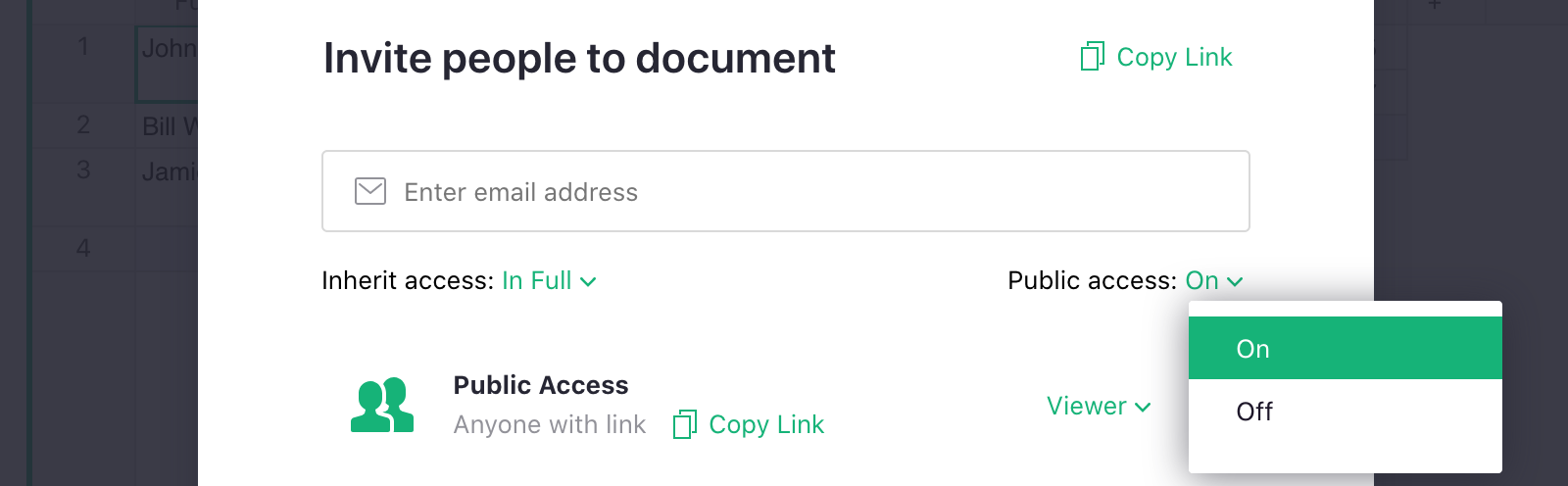 public access toggle